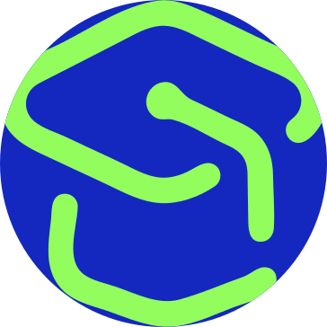 Logomarca TechEduca verde neon com fundo azul marinho para identificar aluno.